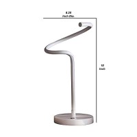 Benjara Table Lamp With Metal Curved Integrated Led, White