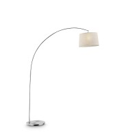 Benjara Floor Lamp With Arched Metal Body, Silver And Beige