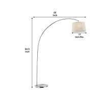 Benjara Floor Lamp With Arched Metal Body, Silver And Beige