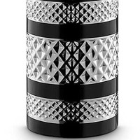 Benjara Table Lamp With Inlaid Chevron Pattern Base, Silver And Black