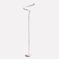 Benjara Floor Lamp With Metal Curved Integrated Led, White