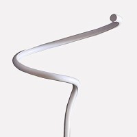 Benjara Floor Lamp With Metal Curved Integrated Led, White