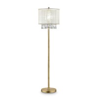 Benjara Floor Lamp With Hanging Crystal Accents, Gold And White