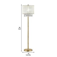 Benjara Floor Lamp With Hanging Crystal Accents, Gold And White