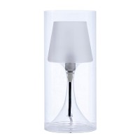 Benjara Hurricane Table Lamp With Frosted Glass Shade, Clear