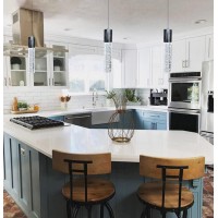 3 Lights Independent Kitchen Island Dining Room Lights Black Pendant Light Fixtures Linear Chandeliers 3 Pendant Lights For Kitc