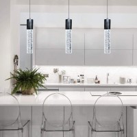 3 Lights Independent Kitchen Island Dining Room Lights Black Pendant Light Fixtures Linear Chandeliers 3 Pendant Lights For Kitc