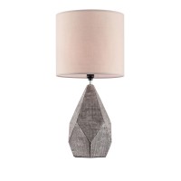 Benjara Table Lamp With Faceted Ceramic Body, Gray And Beige