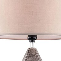 Benjara Table Lamp With Faceted Ceramic Body, Gray And Beige