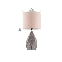 Benjara Table Lamp With Faceted Ceramic Body, Gray And Beige