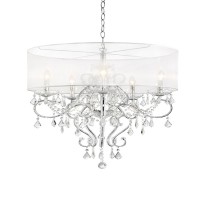 Ceiling Lamp With Hanging Crystals And Round Canopy, Silver