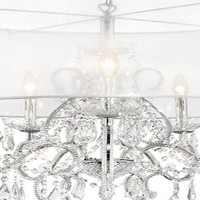 Ceiling Lamp With Hanging Crystals And Round Canopy, Silver