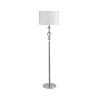 Benjara Floor Lamp With Metal Frame And Crystal Accent, White