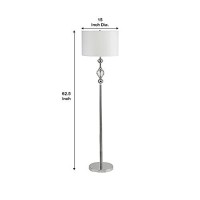 Benjara Floor Lamp With Metal Frame And Crystal Accent, White