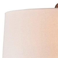 Benjara Table Lamp With Textured Polyresin Body, Bronze And Beige