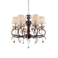 Benzara Bm240439 Ceiling Lamp With Scrolled Frame & 6 Bell Shade Bronze