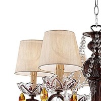 Benzara Bm240439 Ceiling Lamp With Scrolled Frame & 6 Bell Shade Bronze