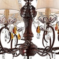 Benzara Bm240439 Ceiling Lamp With Scrolled Frame & 6 Bell Shade Bronze