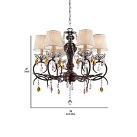 Benzara Bm240439 Ceiling Lamp With Scrolled Frame & 6 Bell Shade Bronze