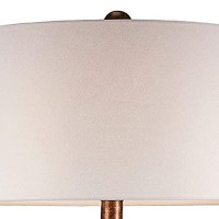 Benjara Table Lamp With Curved Paneled Polyresin Base, Brown