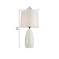 Benjara Table Lamp With Ceramic Body And 3D Geometric Design, White