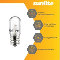 Sunlite 41612 Led T7 Tubular Night Light Bulb, 1 Watt (10W Equivalent), 50 Lumens, Intermediate E17 Base, Non-Dimmable, Clear, Etl Listed, 2700K Warm White, 6 Pack