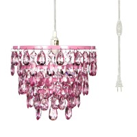 Gypsy Color The Original Plug-In 1 Light Pink Hanging Swag Dome Chandelier H10