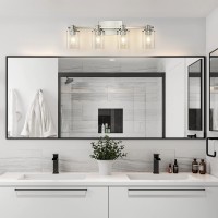 Xgfourseven 4Light Bathroom Lighting Modern Brushed Nickel Vanity Light Fixture Over Mirror Industrial Wall Lamp With Clear Gla