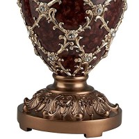 Benjara Polyresin Urn Shaped Table Lamp With Diamond Stencils Pattern, Brown