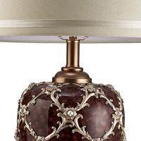 Benjara Polyresin Urn Shaped Table Lamp With Diamond Stencils Pattern, Brown