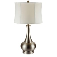 Benjara Table Lamp With Pot Bellied Shaped Base, Silver