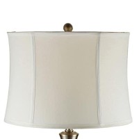 Benjara Table Lamp With Pot Bellied Shaped Base, Silver