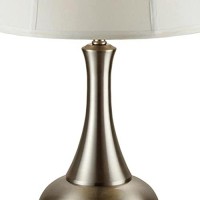 Benjara Table Lamp With Pot Bellied Shaped Base, Silver