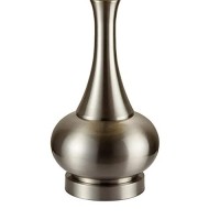 Benjara Table Lamp With Pot Bellied Shaped Base, Silver