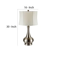 Benjara Table Lamp With Pot Bellied Shaped Base, Silver