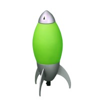 Benjara Kid Table Lamp With Rocket Design Silhouette, Green