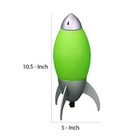 Benjara Kid Table Lamp With Rocket Design Silhouette, Green