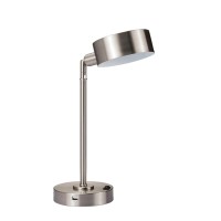 Benjara Adjustable Round Shade Metal Led Table Lamp With Usb Plugin, Silver