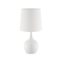 Benjara Pot Bellied Shape Metal Table Lamp With 3 Way Switch, White