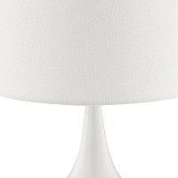 Benjara Pot Bellied Shape Metal Table Lamp With 3 Way Switch, White