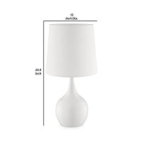 Benjara Pot Bellied Shape Metal Table Lamp With 3 Way Switch, White