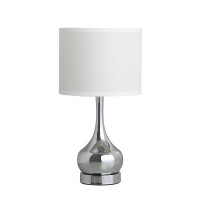 Benjara Pot Bellied Metal Body Table Lamp With Round Base, Silver