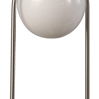 Benjara Table Lamp With Curved Open Frame And Hanging Globe Shade, Silver