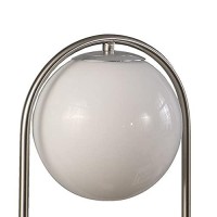 Benjara Table Lamp With Curved Open Frame And Hanging Globe Shade, Silver