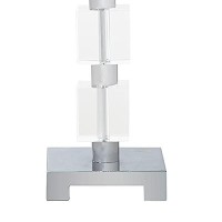 Benjara Metal Table Lamp With Crystal Cube Accent And Footed Base, Silver