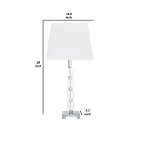 Benjara Metal Table Lamp With Crystal Cube Accent And Footed Base, Silver