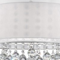 Dual Fabric Shade Ceiling Lamp With Hanging Crystal Accent, Clear