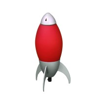 Benjara Kid Table Lamp With Rocket Design Silhouette, Red