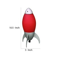 Benjara Kid Table Lamp With Rocket Design Silhouette, Red