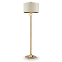 Benjara Floor Lamp With Crystal Orb And Metal Stalk Support, Gold